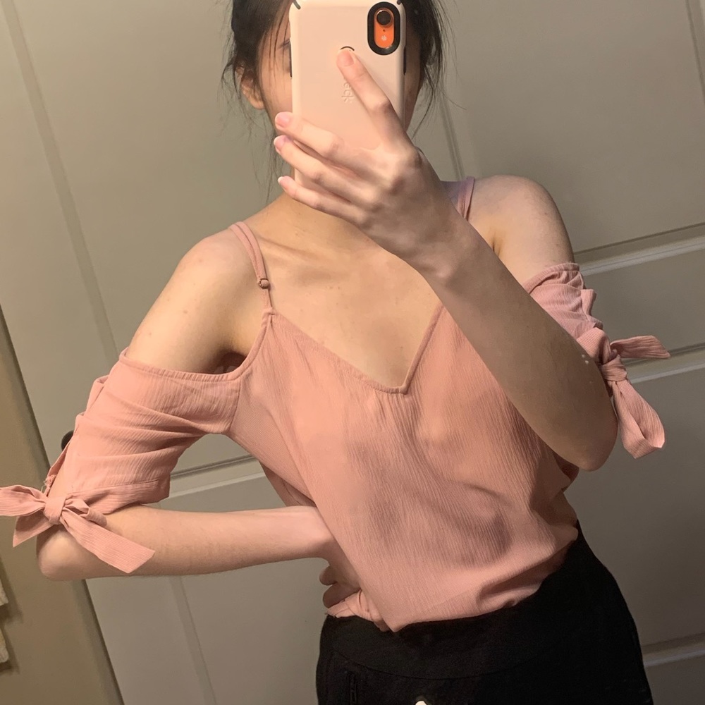 Pacsun pink cold shoulder top